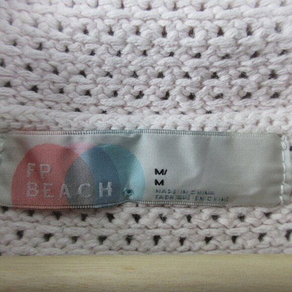 Free People FP Beach Summer Breeze Women's Crochet Top M Pink Button Crop 386 - Picture 3 of 10